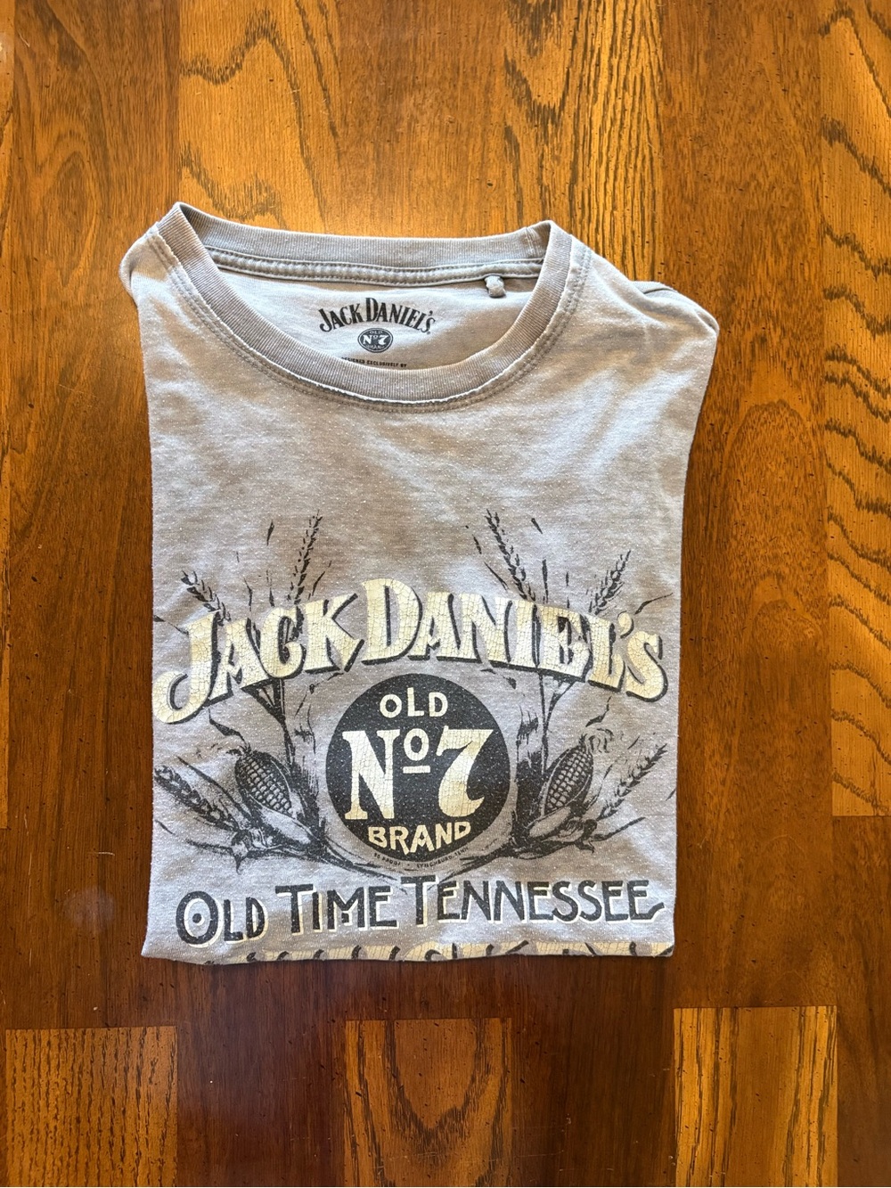 Lucky Brand Gray Jack Daniel's Neck Print Tee